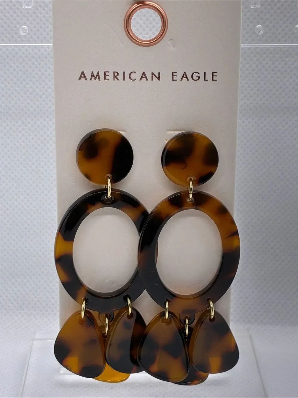 3For$20 American Eagle Outfitters Tortoiseshell Drop Hoop Earrings - Brown
